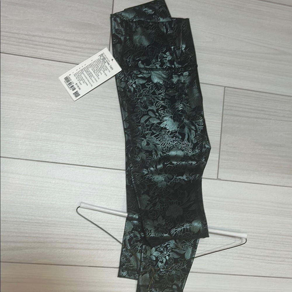 lululemon athletica Black and Green Floral Leggings